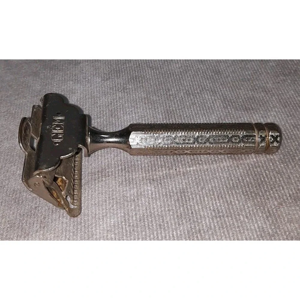 Antique 1912 Patent GEM Brooklyn, NY Brass Safety Razor Ornate Handle